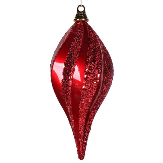 Vickerman 12" Glitter Swirl Drop Christmas Ornament in Red | Michaels®